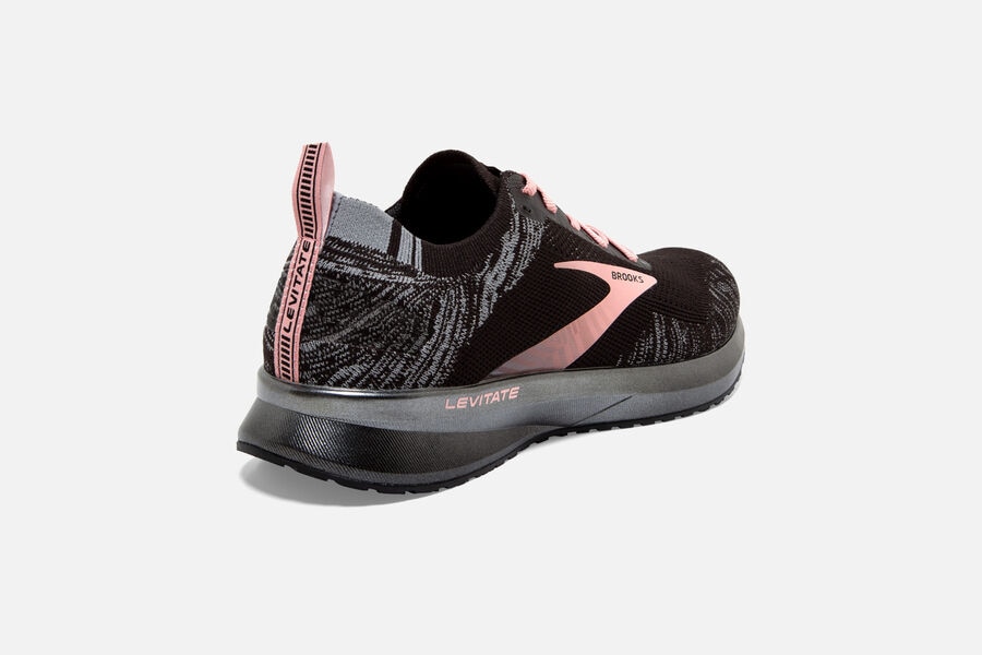 Levitate 4 Road Brooks Running Shoes NZ Womens - Black/Grey/Pink - HIPLCY-783